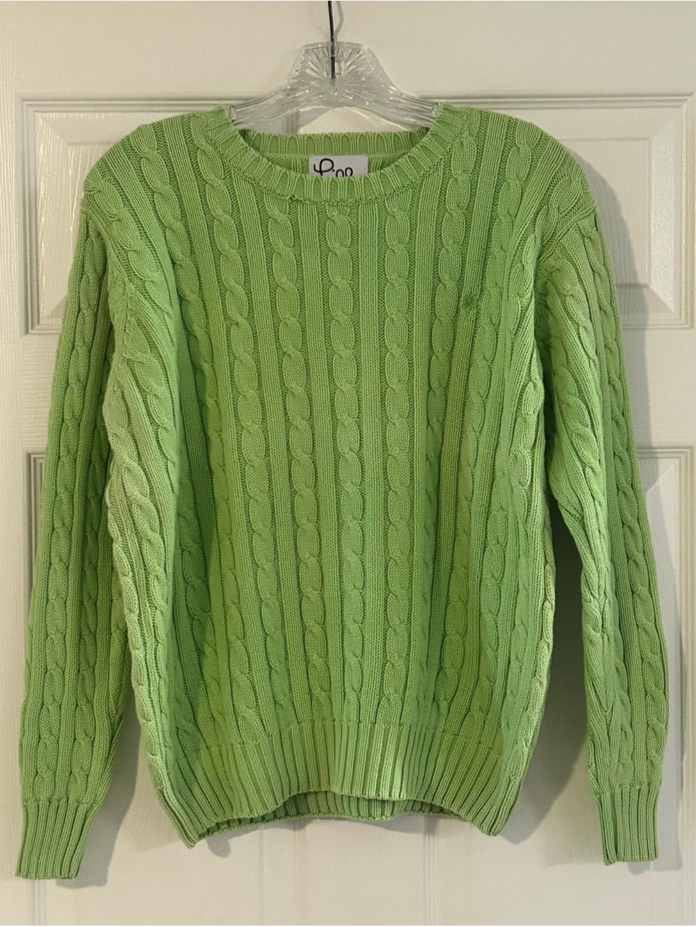 Lilly Pulitzer Vintage 100% Cotton Cable Knit Crew Neck Sweater Medium